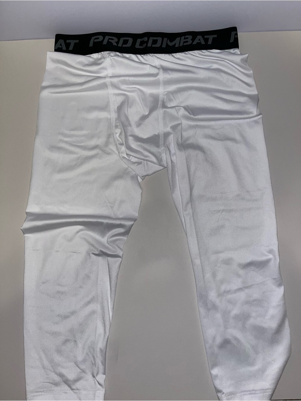 White Pro Combat Compression Tights with Black Branded Waistband